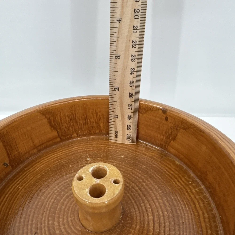 VTG Bark Nut Bowl Round Wood Mid-Century Modern 2‎ Picks 1 Nut Cracker Festive